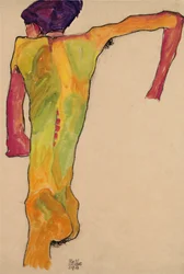 Naken man, stödjer sig, 1910