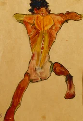 Manlig nakenmodell sedd bakifrån, 1910