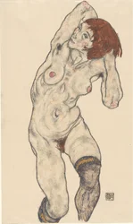 Naken i svarta strumpor, 1917.