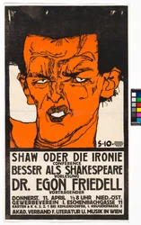 Plakat "Shaw oder die Ironie" - Vortrag Egon Friedell