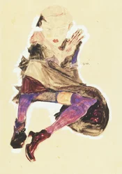 Sittande flicka med randiga strumpor; Sittande flicka med randiga strumpor, 1910