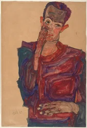 Självporträtt med neddraget ögonlock, 1910