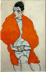 Självporträtt. Teckning av Egon Schiele