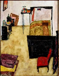 Konstnärens rum i Neulengbach. Målning av Egon Schiele