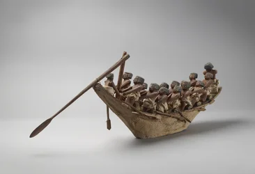 Modell av begravningsbåt, från Beni Hasan, troligen Middle Kingdom, ca 2060-1786 (blandade media)