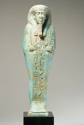 Ushabti-figur för Hor-Khebi, sen dynastisk period, sent 25:e-tidigt 26:e dynastin, c.700-600 f.Kr. (fajans) (se 270353 för baksidan)