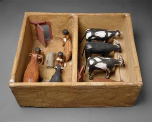 Modell av ett boskapsstall från Meketres grav, c.1981–1975 f.Kr. (putsat och målat trä, gesso)