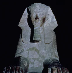 En sfinx av drottning Hatshepsut, från Hatshepsuts dödstempel, Nya riket (granit)