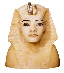 Canopic vas av Tutankhamon (1370-1352 f.Kr.) Skulptur. Från QUENA. Dayr al-Bahri, Kungarnas dal, Tutankhamons grav i Kairo, Egyptiska museet i Kairo.