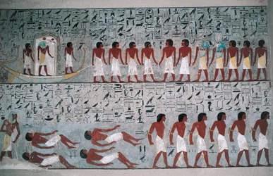 Egypten, Luxor, Konungarnas dal, Horemhebs grav, väggmålning