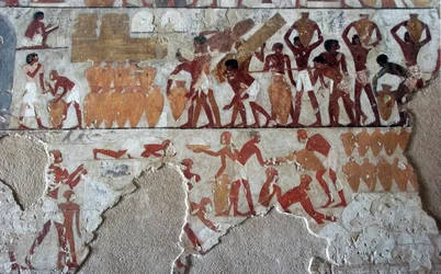 Egyptisk antikviteter: målning som dekorerar Rekhmires grav (TT100), vizir från 18:e dynastin.