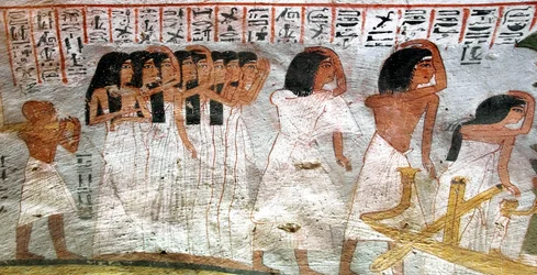 Egyptisk antikvitet: procession av gråt. Målning av Roys grav