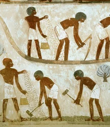 Bönder bryter mark, sår och plöjer (muralmålning)