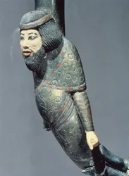 Figur av en syrier från slutet av en ceremoniell käpp, från Tutankhamons grav (ca 1370-52 f.Kr.) Nya kungariket (trä och elfenben) (se även 149407)