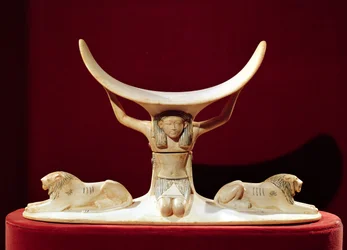 Nackstöd med Shu, den egyptiske luftens gud, från Tutankhamons grav, Nya riket