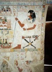 Menna övervakar sina arbetare på fälten, detalj från fresker i vestibulen av Mennas grav, Sheikh Abd el Qurnah Necropolis, Luxor, Thebe (Unescos världsarvslista
