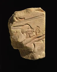 Nubisk i en gest av tillbedjan, från Karnak, Egypten, Amarnaperioden, Nya kungariket, ca 1353-1336 f.Kr. (sandsten)