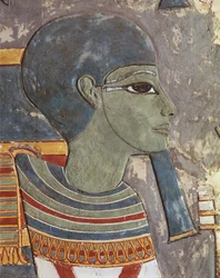 Målad relief av guden Ptah