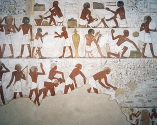 Krukmakare och arbetare, fresk, kapell, Rekhmires grav (TT100), Sheikh Abd el-Qurna, Thebe (Unescos världsarvslista