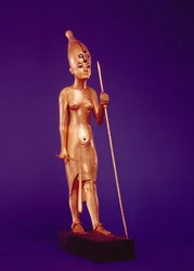 Statyett av kungen, från Tutankhamons grav (ca 1370-1352 f.Kr.) Nya kungariket (förgyllt trä)