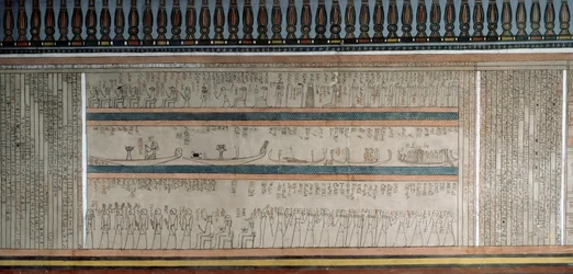 Text och figurer från Book of Amduat, detalj från fresker i gravkammaren av Amenhotep II, Valley of Kings, Luxor, Thebe (Unescos världsarvslista