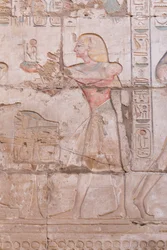 Väggreliefer, stor hypostilhall, Karnak tempelkomplex, Luxor, Egypten