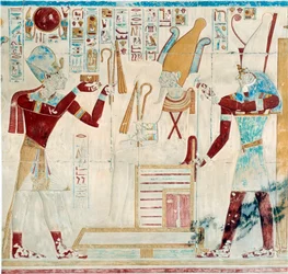 Konst Egypten: Sethos erbjuder ornament till Osiris