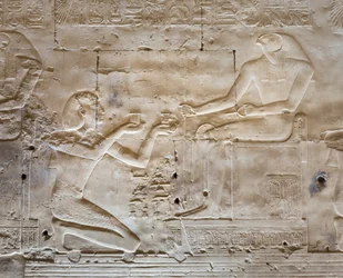 Basrelief, tempel av Seti I, Abydos, Egypten