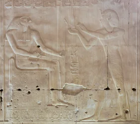 Basrelief, tempel av Seti I, Abydos, Egypten