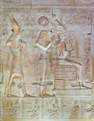 Färgad relief, tempel av Seti I, Abydos, Egypten