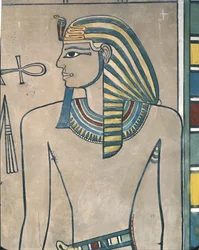 Egypten, forntida Thebe, kungarnas dal, väggmålning av farao Amenhotep III