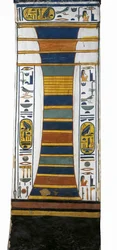 Egypten, Thebe, Luxor, Drottningarnas dal, Nefertaris grav, Djed-pelare som representerar Osiris ryggrad som bär uppståndelsens benmärg inom, från 19:e dynastin