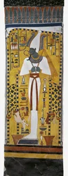 Egypten, Thebe, Luxor, Drottningarnas dal, Nefertaris grav, väggmålning av Osiris i gravkammaren från 19:e dynastin
