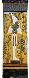 Egypten, Thebe, Luxor, Drottningarnas dal, Nefertaris grav, väggmålning av Osiris i gravkammaren från 19:e dynastin