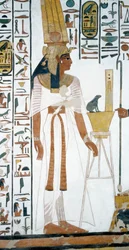 Nefertari, detalj från freskerna i den andra kammaren i Nefertaris grav, Valley of Queens, Luxor, Thebe (Unescos världsarvslista