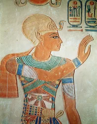 Porträtt av Ramses III (ca 1184-1153 f.Kr.) från Amen-Her-Khepshefs grav, New Kingdom (väggmålning)