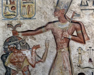 Ramses II håller fångar i håret, Detalj, Egyptisk civilisation, Nya riket, XIX:e dynastin