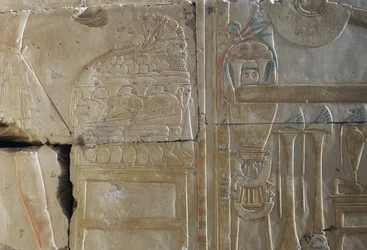 Relief, Ramses II:s tempel, Abydos, Egypten, Egyptisk civilisation, Nya riket, XIX:e dynastin (foto)