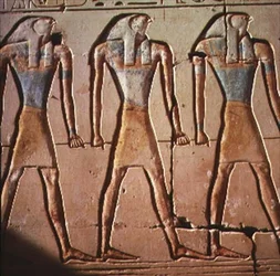 Relief föreställande Horus, från Ramses II-templet, ca 1298 f.Kr. (målad sten)
