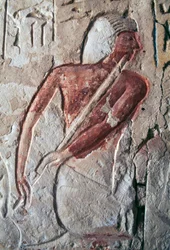 Relief föreställande flöjtspelare, Leteyas grav, Saqqara, Egypten, Egyptisk civilisation, Nya riket, XIX:e dynastin