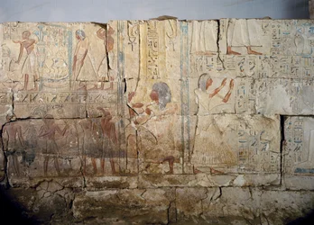 Relief från Netcherouymes grav, viktig tjänsteman hos Ramses II, Saqqara, Ramses II:s regeringstid. Egyptisk civilisation, Nya riket, XIX:e dynastin