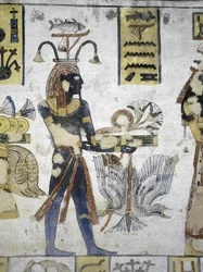 Egypten, Thebe, Luxor, Konungarnas dal, Ramses III:s grav, väggmålning av rituella offer, från tjugonde dynastin