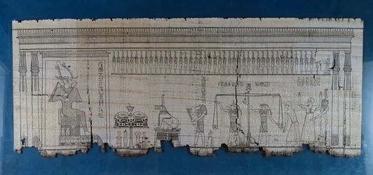 Papyrus föreställande satirisk scen, ca 1100 f.Kr., från Ramses IX:s regeringstid, egyptisk civilisation, Nya kungariket, dynasti XX