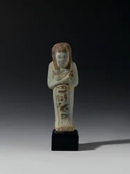 Shabti av Akhesenmut, möjligen från Deir el-Bahri, New Kingdom (fajans)