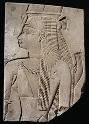 Relief av en gudomlig gemål, sen period, c.780-656 f.Kr. (sandsten)