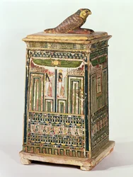 Canopic burklåda, från Saqqara, sen period (polykromt och förgyllt trä)