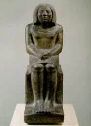 Sittande mansfigur, Egypten, ankh, 3:e dynastin