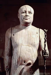 Staty av Ka-Aper, känd som Sheikh el-Beled, från hans mastabagrav i norra Saqqara, Gamla kungariket (sycamore)