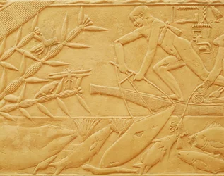 Fiskescen från Kagemnis mastaba, Gamla riket (kalksten)