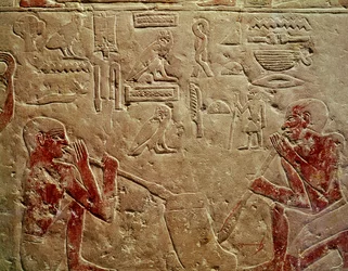Relief som avbildar glasblåsare, från Kaemrehus mastaba, Sakkara, Gamla riket, ca 2325 f.Kr.